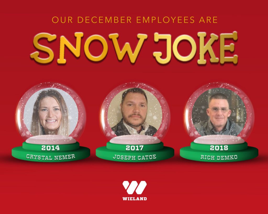 Graphic showing three employees celebrating their workplace anniversaries