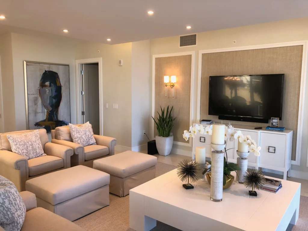 Photo showing the living room space in one of the units 