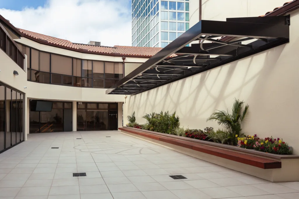 Exterior courtyard of the St. James Catholic Church 