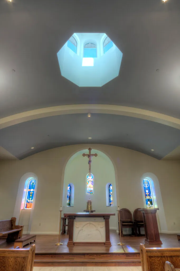 Lansing Catholic High School sanctuary ceiling