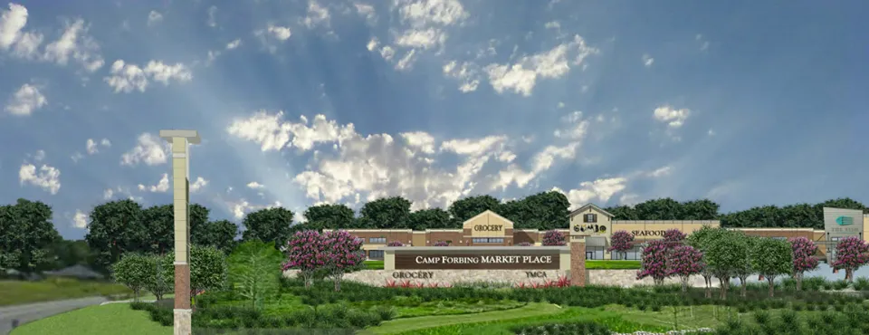 Render of Camp Forbing Market Place storefront