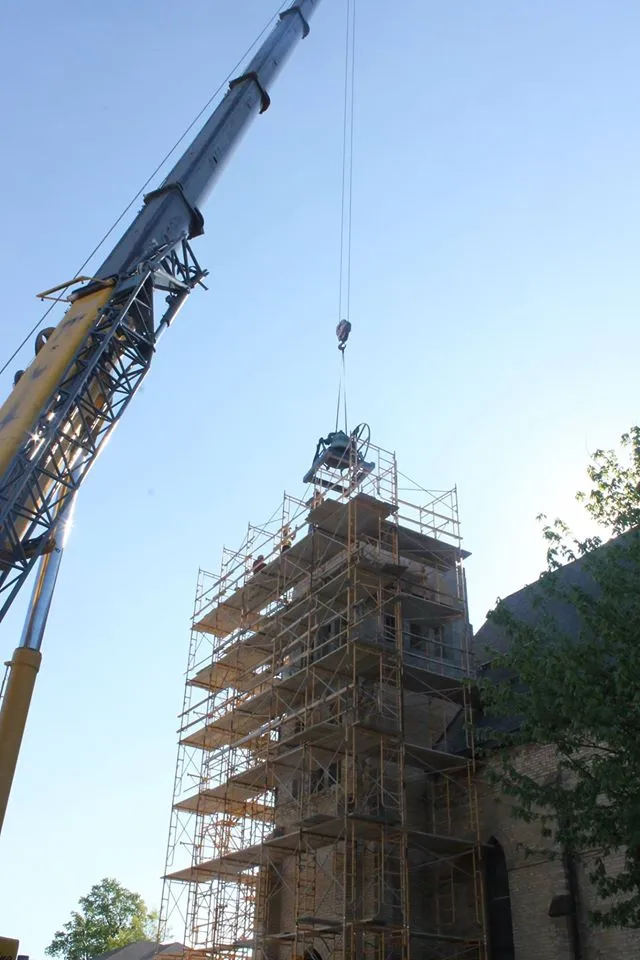Scaffolding around section of building still in progress