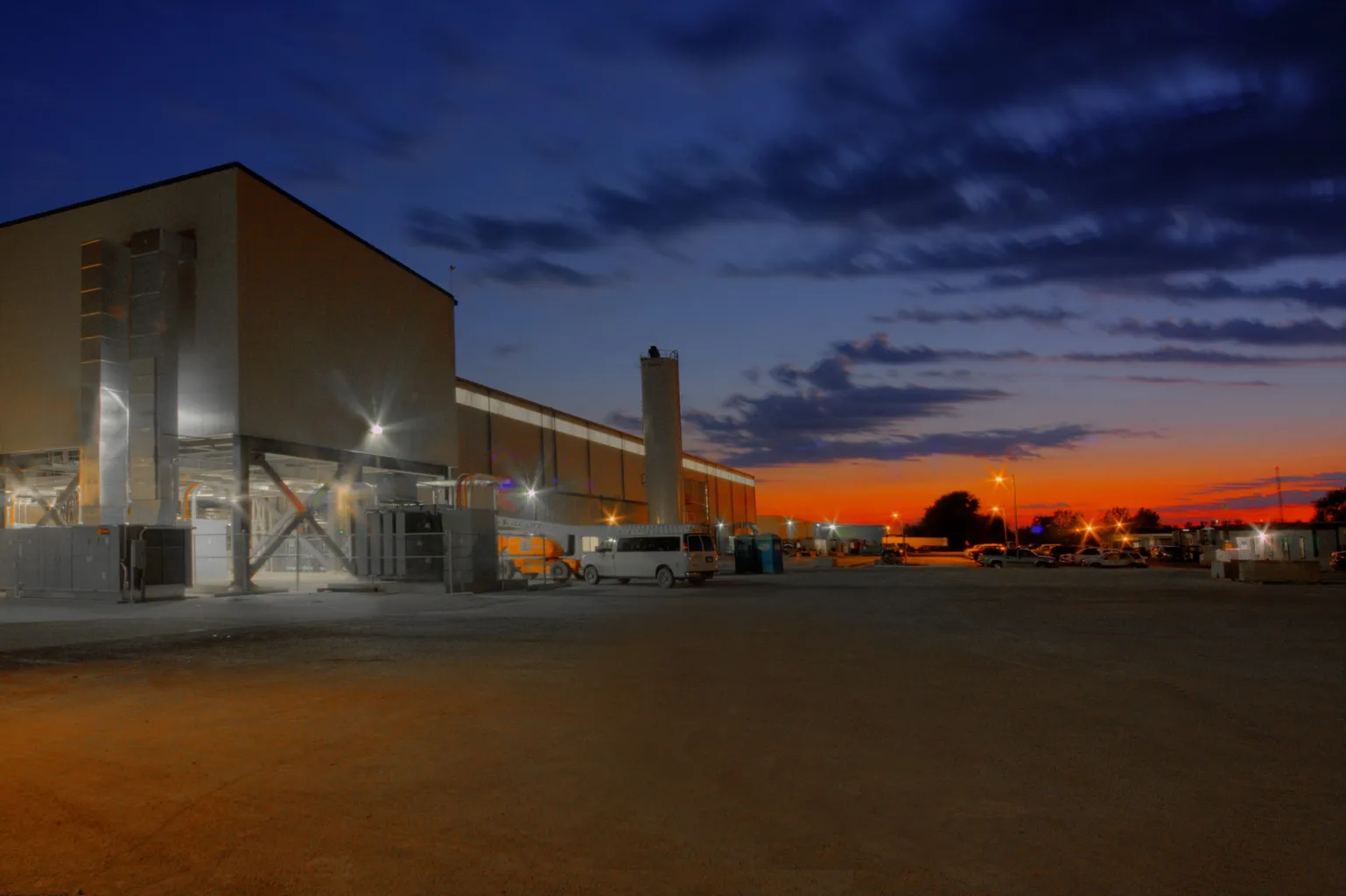 Pratt Paper Indiana exterior lighting at night
