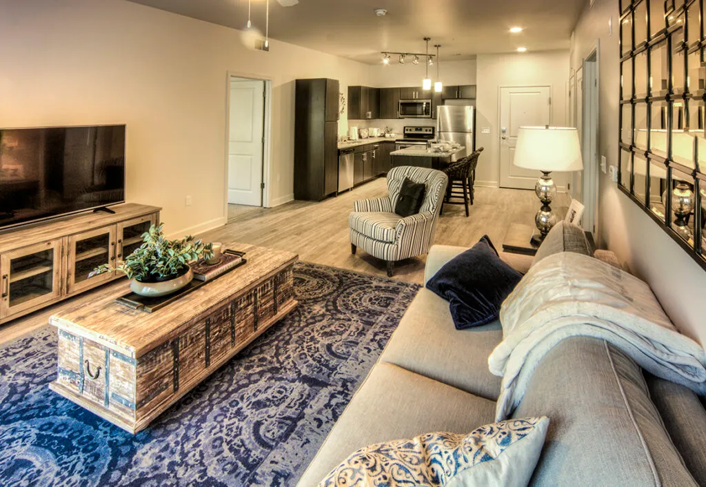 Decorated apartment living room