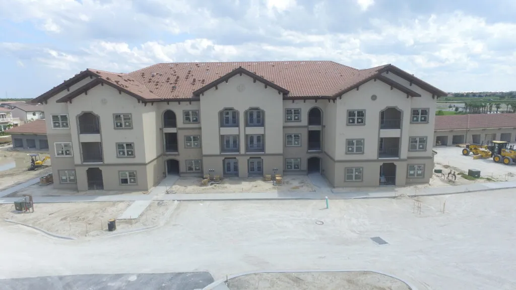 Apartment block in progress, nearly complete