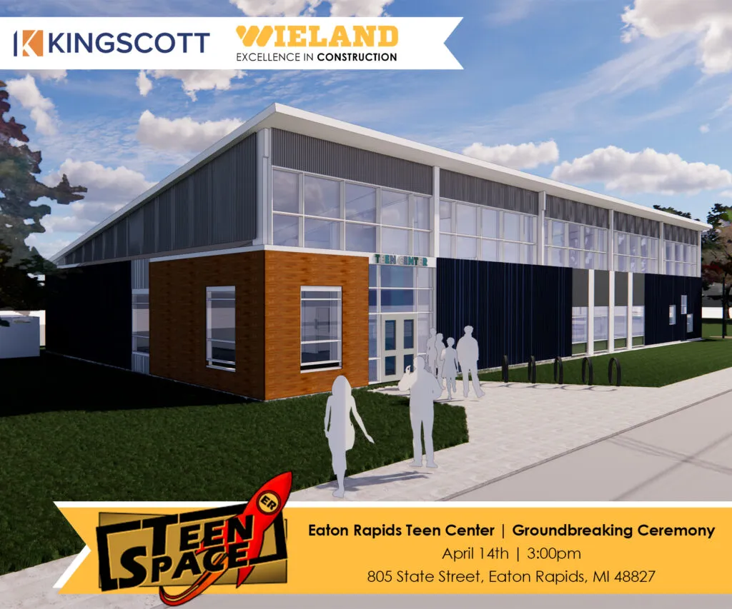 Eaton Rapids Teen Space render with groundbreaking ceremony announcement