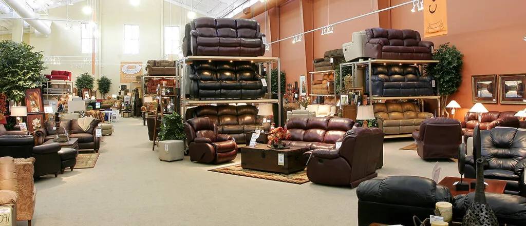 Furniture Row sales floor couch displays