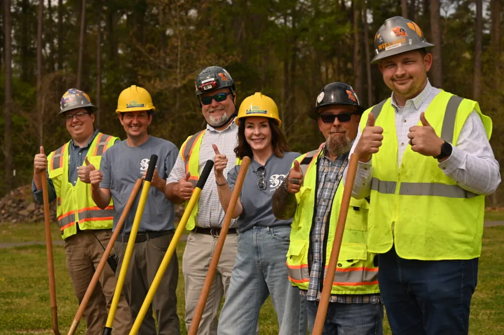 Chimp Haven groundbreaking team thumbs up