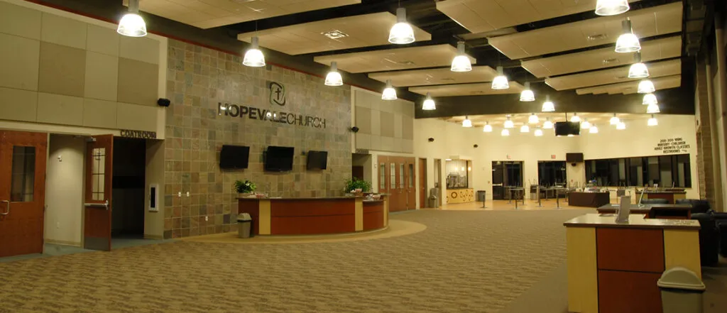 Hopevale church interior front entrance and community space
