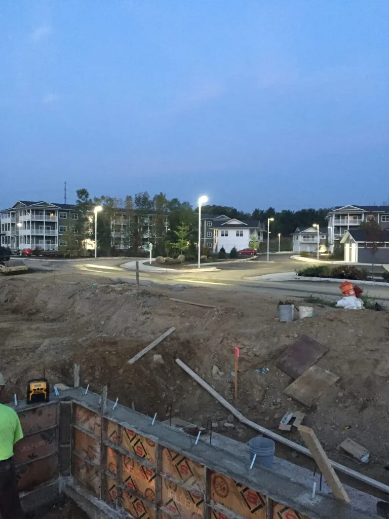 Multiple finished apartment block exteriors
