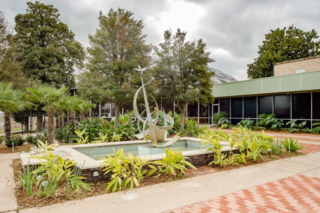 fountain with landscaping