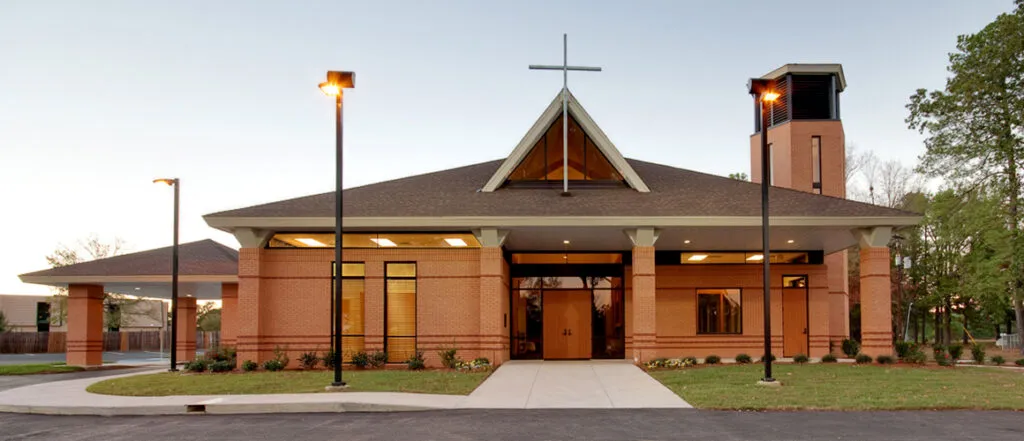 St. Pius X Roman Catholic Church exterior front entrance