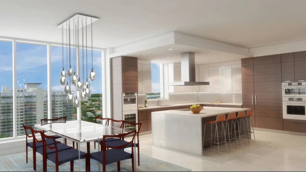 VistaBlue Singer Island kitchen and dining area render
