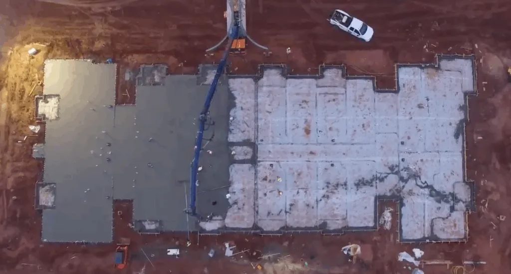 Concrete fill in progress on worksite