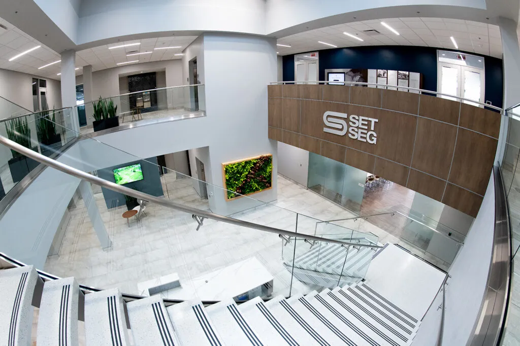 SET SEG interior overhead of stairs and first story
