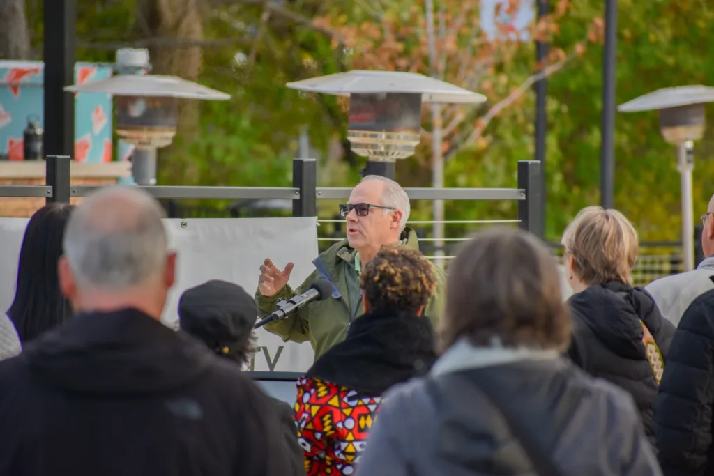 Kevin Shaw, WIELAND's Chief Growth Officer, delivering a speech at the grand opening of the Fish Ladder Music Park! 