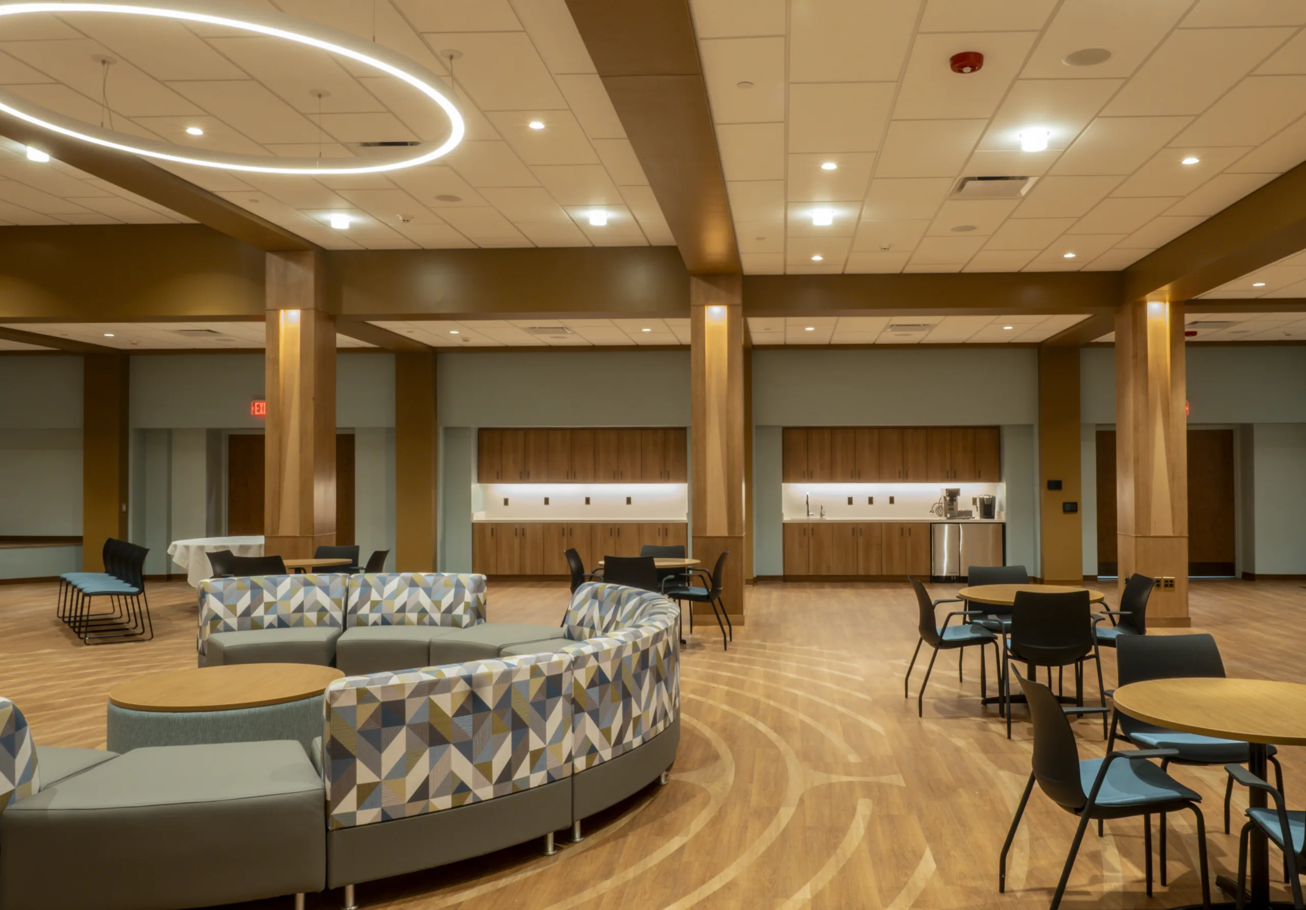 Photo showing the kitchenette in the lower-level social hall