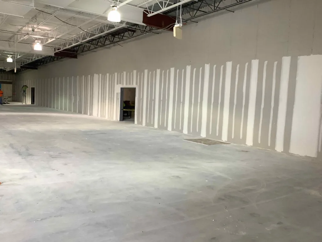 Drywalling is completed and the interior shell begins to take place