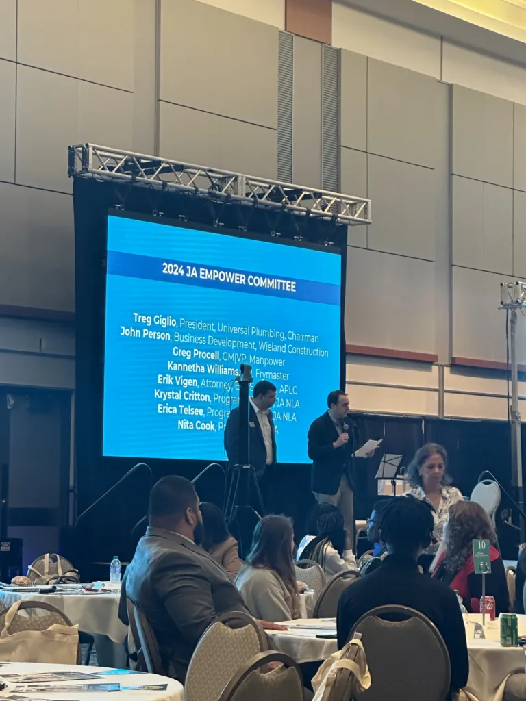 Group gathered to celebrate the JA Empower Committee including WIELAND's own John Person