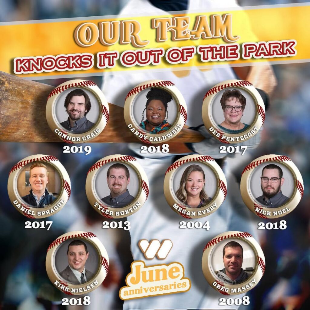 Graphic showing the WIELAND employees celebrating a June anniversary