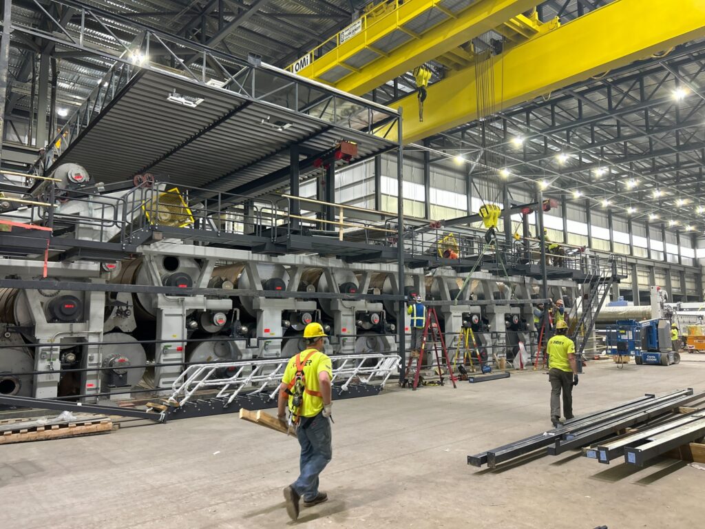 Interior of the Paper Mill showing the Valmet Paper Machine