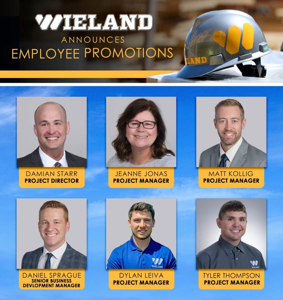Graphic highlighting six employees celebrating a promotion