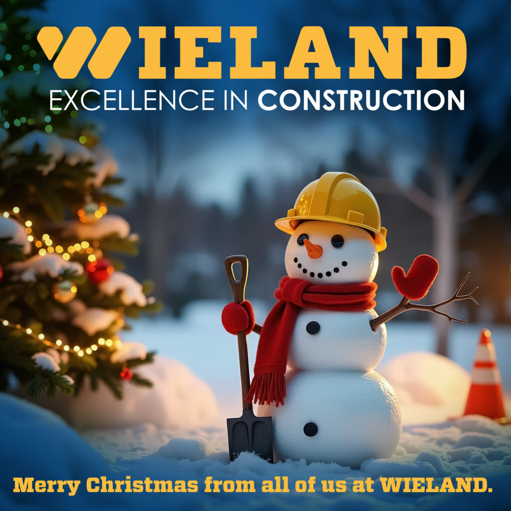 Graphic showing a snowman in a safety hard-hate saying "Merry Christmas"