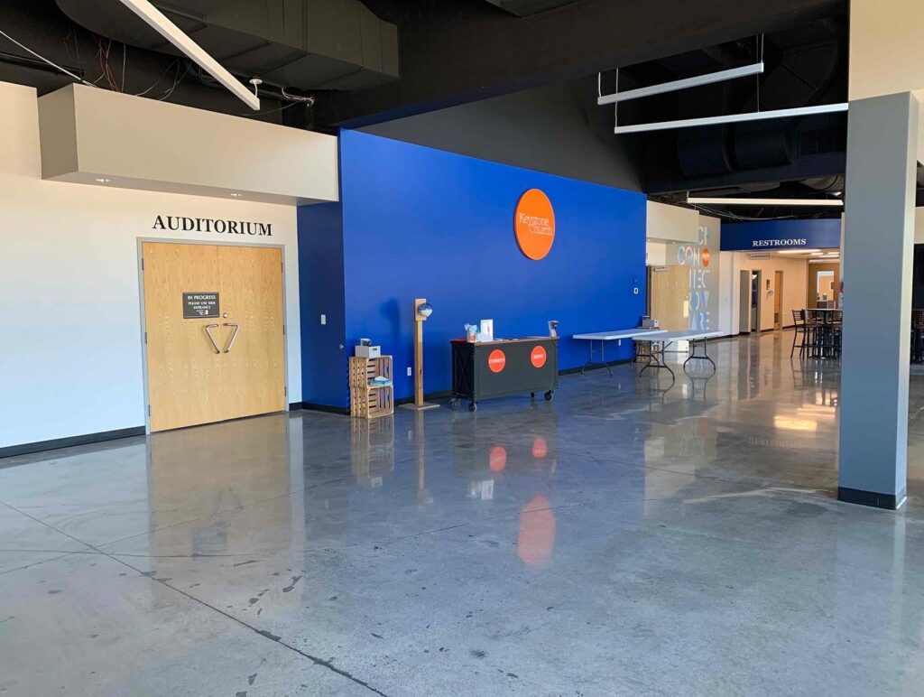 Interior gathering space at Keystone Church